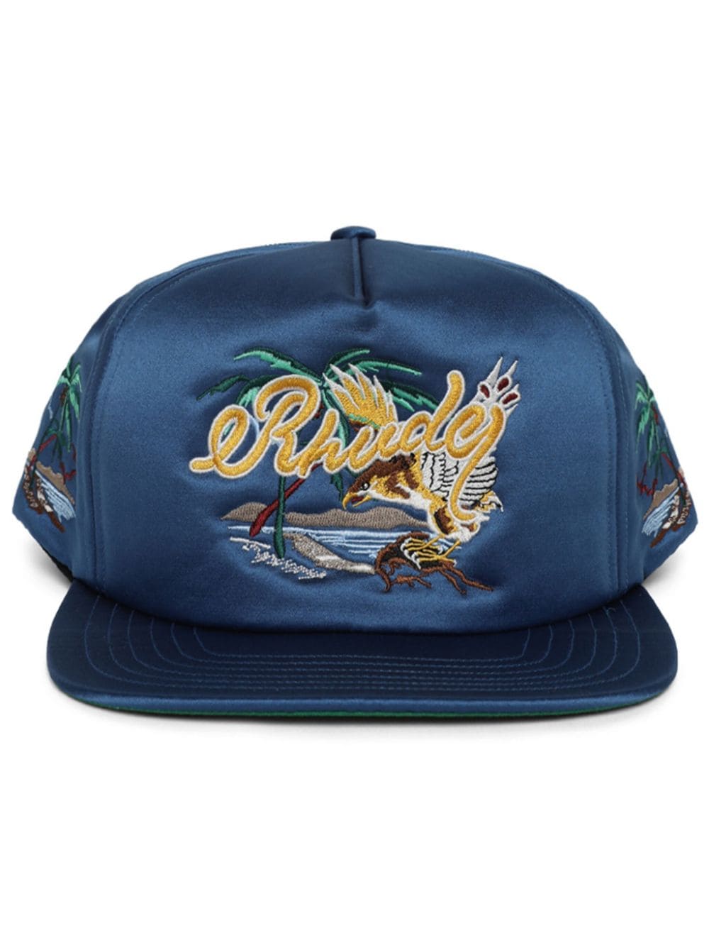RHUDE Palm Eagles Souvenier Satin-Baseballkappe - Blau von RHUDE
