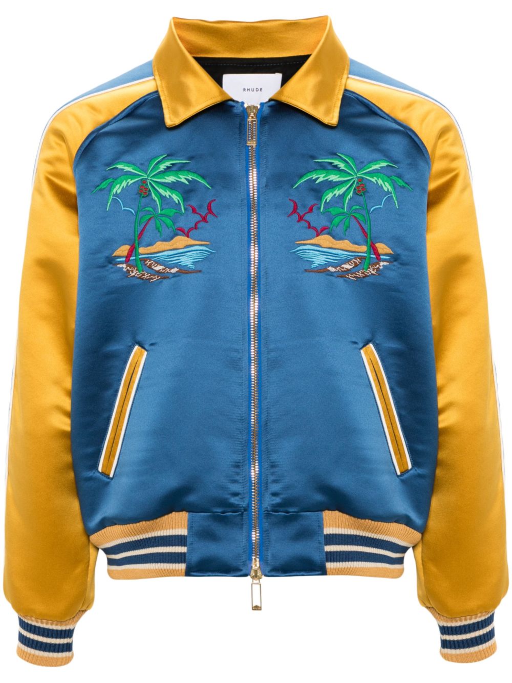 RHUDE Palms Eagles Souvenir Bomberjacke - Blau von RHUDE