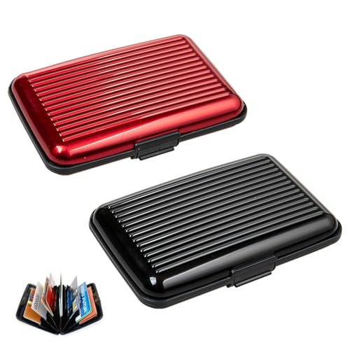 RHXWFDG Zuverlässiges Kreditkartenetui, langlebiges Metall, Kreditkartenschutz, Aluminium, blockierend, Kreditkartenetui, Sicherheits-Brieftasche, Business-Hülle für Ausweis, Rot, Schwarz, 2 Stück RHXWFDG Zuverlässiges Kreditkartenetui, langlebiges Metall, Kreditkartenschutz, Aluminium, blockierend, Kreditkartenetui, Sicherheits-Brieftasche, Business-Hülle für Ausweis, Rot, Schwarz, 2 Stück von RHXWFDG