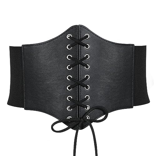 RHZXD Damen Korsett Gürtel, Elastischen Breiten Band Schnürkorsett, Damen Corset Belt, Gürtel HüftgurtWaist Trainer, Taillenformer für Damen (Schwarz) von RHZXD