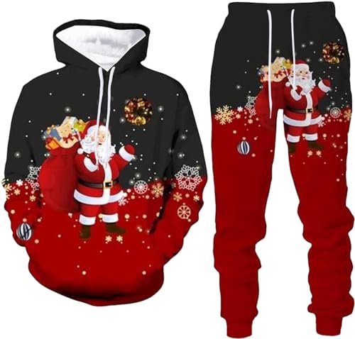 Men Christmas Fashion Casual Sweater Pants Sports Jogging Suit Athletic Sports Shirts and Pants Set (Weihnachten1,M) von RIAAJ