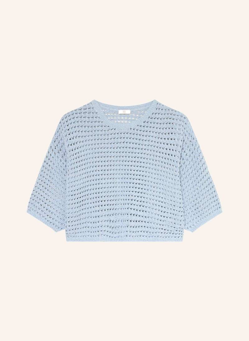 Riani Cropped-Strickshirt Mit 3/4-Arm Und Glitzergarn blau von RIANI