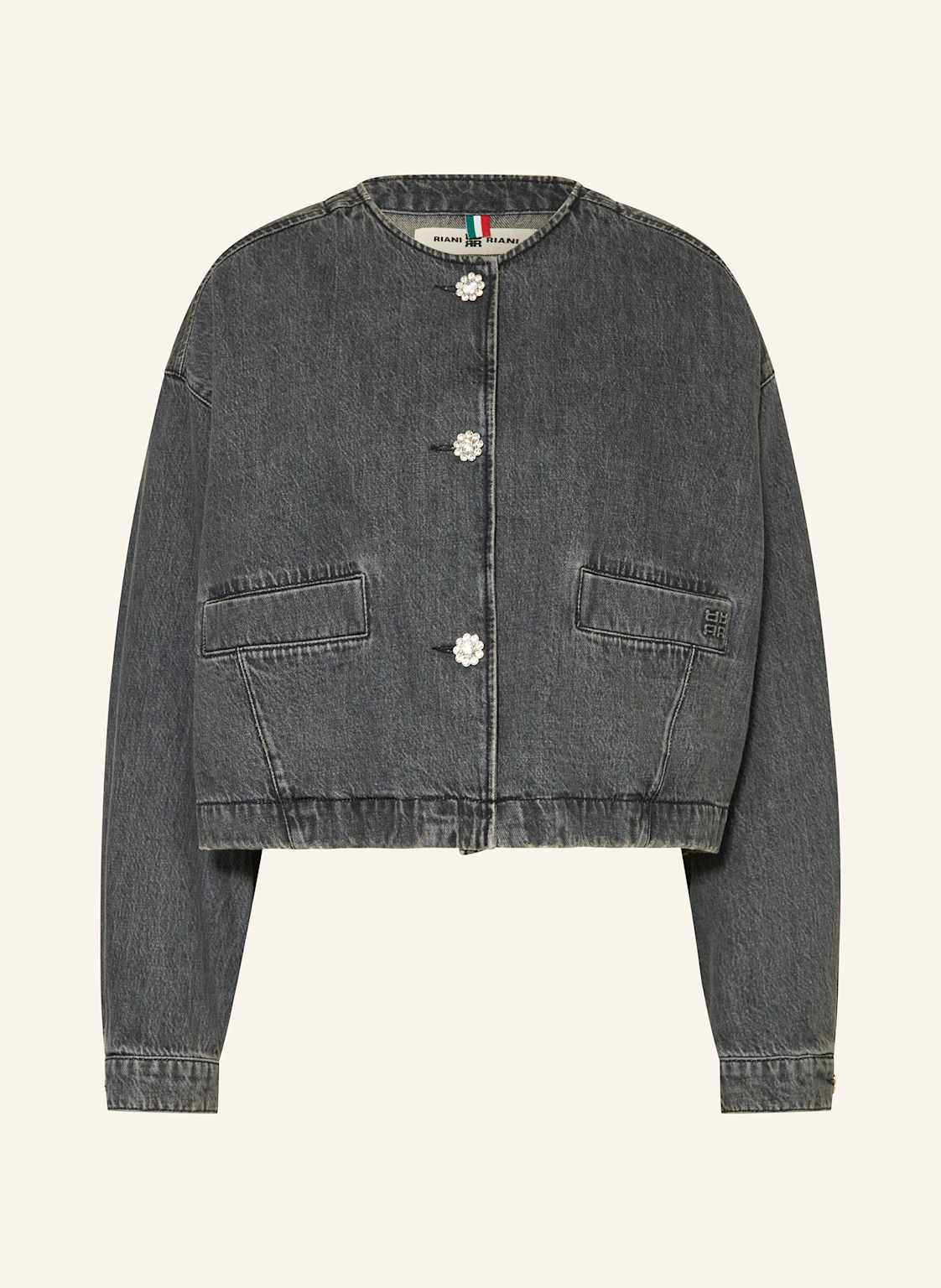 Riani Jeansjacke Mit Schmucksteinen grau Riani Jeansjacke Mit Schmucksteinen grau von RIANI