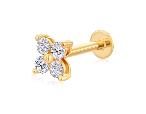 Handmade Yellow Gold Piercing Jewelry Earring with Diamonds 0.17ct von RIBAS JEWELLERY