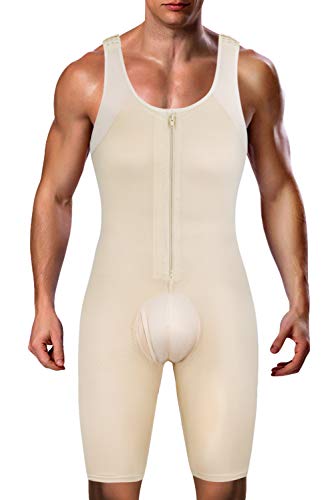 Herren Shapewear Bodysuit Full Body Shaper Bauchkontrolle Kompression Sauna Anzug Fitness Kompression Unterwäsche, Beige 1, 5X-Large von RIBIKA