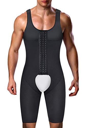 RIBIKA Herren Shapewear Ganzkörperformer für Bauchfett Bauch Kontrolle Bodysuit Kompressionsshorts Slim Unterwäsche, Schwarz 2, 6XL von RIBIKA