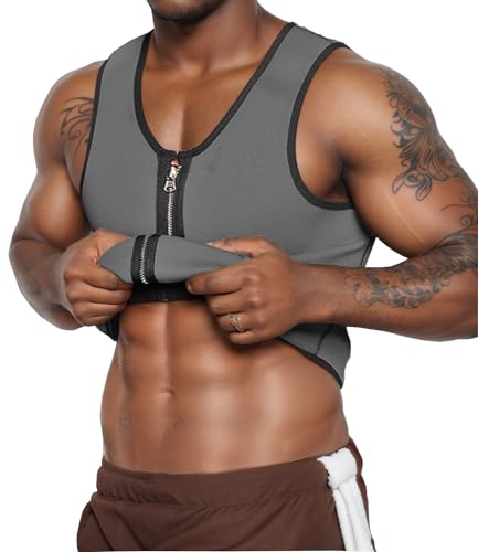 RIBIKA Hot Body Shaper Sauna Sweat Suit Herren Neopren Abnehmen Weste Gewicht Verlust Taille Trainer Top Workout Bauch, Grey, XS RIBIKA Hot Body Shaper Sauna Sweat Suit Herren Neopren Abnehmen Weste Gewicht Verlust Taille Trainer Top Workout Bauch, Grey, XS von RIBIKA