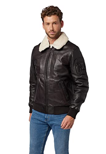 BOMBER von RICANO Herren Lederjacke, Lamm Nappa Echt Leder (Braun, 3XL) von RICANO