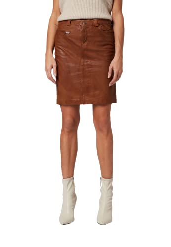 RICANO 0132 - Damen Leder-Rock Knielang 5-Pocket – echtes Lamm Leder (Premium Glattleder) – schwarz (Cognac, S) von RICANO