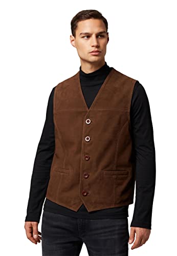 RICANO 321, Herren Lederweste/Trachtenweste aus echtem Leder (Wildleder:Schwarz,Braun,Mittelbraun - Glattleder:Schwarz) (Mittelbraun - Wildleder (Büffel Nubuk), 4XL) von RICANO