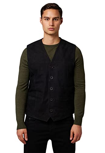 RICANO 321, Herren Lederweste/Trachtenweste aus echtem Leder (Wildleder:Schwarz,Braun,Mittelbraun - Glattleder:Schwarz) (Schwarz - Wildleder, 4x_l) von RICANO