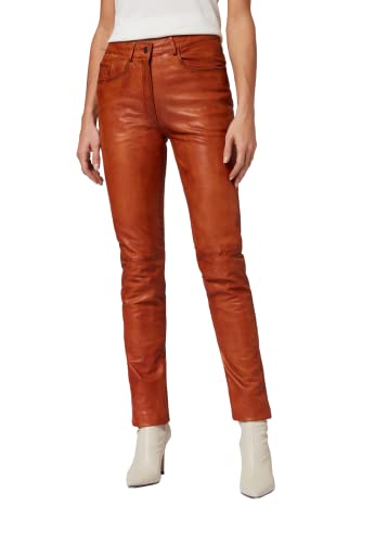 RICANO 9809, Damen Lederhose - 5-Pocket Stil - (Slim Fit/High Waist) echtes Lamm Leder (Camel, S) von RICANO