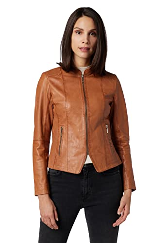 RICANO Abigale, Damen Lederjacke (Slim Fit), Lamm Nappa Echtleder (Schwarz, Braun, Cognac, Rot, Blau) (Cognac, L (40)) von RICANO