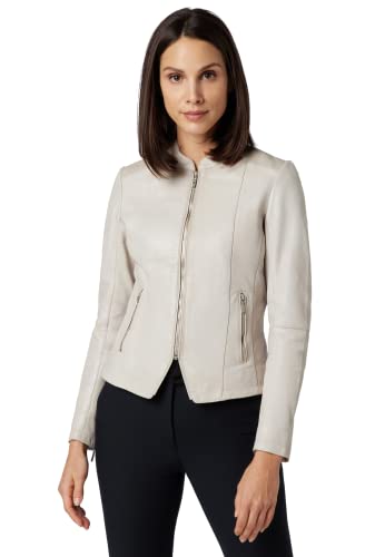 RICANO Abigale, Damen Lederjacke (Slim Fit) – echtes Premium Lamm Leder – modisches Design (Weiß, XL) von RICANO