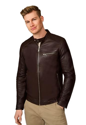 RICANO Andre - Herren Lederjacke mit Stehkragen (Slim Fit) - hochwertiges Lamm Nappa Leder von RICANO