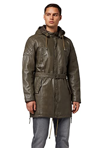 RICANO Arno, Herren Lederjacke (Slim Fit) / Lederparka aus Lamm Nappa echt Leder in Schwarz und Olive Grün (Olive Grün, 3XL) von RICANO