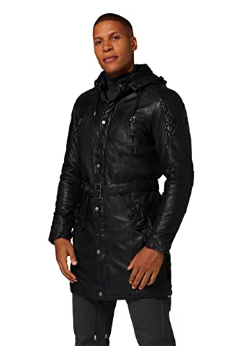 RICANO Arno, Herren Lederjacke (Slim Fit) / Lederparka aus Lamm Nappa echt Leder in Schwarz und Olive Grün (Schwarz, XL) von RICANO