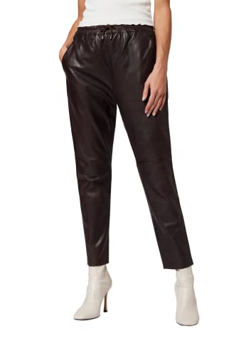 RICANO Carillo, Damen Lederhose aus echtem Lamm Nappa Leder mit Gummizug in Schwarz, Cognac oder Taupe (Braun, XXL) von RICANO