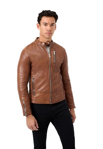 RICANO Carlo - Herren Lederjacke im Biker-Stil (Slim Fit) - hochwertiges Lamm Nappa/Nubuk Leder von RICANO