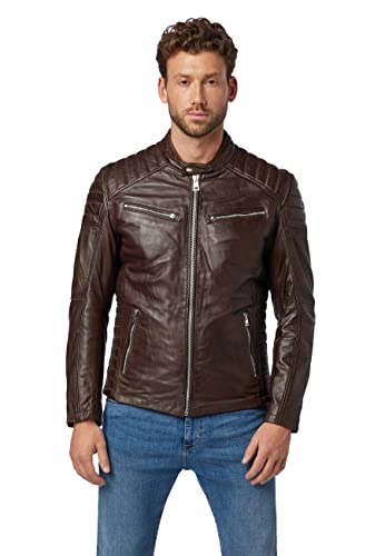 RICANO Cooper – Herren Biker Lederjacke (Slim Fit) - echtes Lamm Leder (3XL, Braun) von RICANO