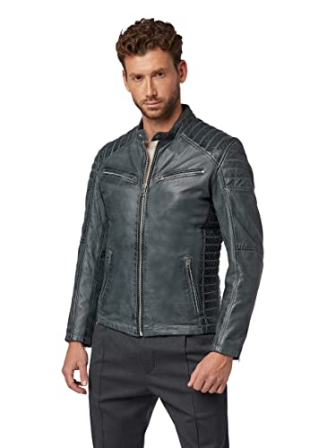 RICANO Cooper – Herren Biker Lederjacke (Slim Fit) - echtes Lamm Leder (M, Grau) von RICANO