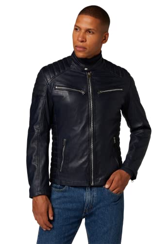 RICANO Cooper – Herren Biker Lederjacke (Slim Fit) - echtes Lamm Leder (XXL, Blau) von RICANO