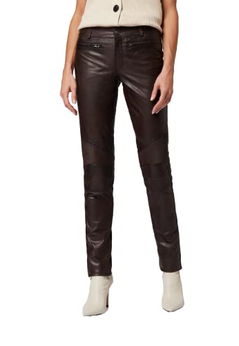 RICANO Donna - Damen Lederhose in Biker-Optik (Slim Fit/Regular Waist) - echtes (Premium) Ziegen Leder (Braun, L) von RICANO