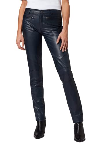 RICANO Donna 2 - Damen Lederhose in Biker-Optik (Slim Fit/Regular Waist) - echtes (Premium) Ziegen Leder (Blau, M) von RICANO