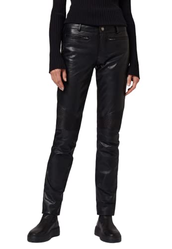 RICANO Donna - Damen Lederhose in Biker-Optik (Slim Fit/Regular Waist) - echtes (Premium) Ziegen Leder (Schwarz, L) von RICANO