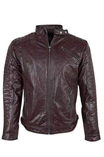 RICANO ERIK Herren Lederjacke, Büffel Nappa Echtleder (L, Braun) von RICANO