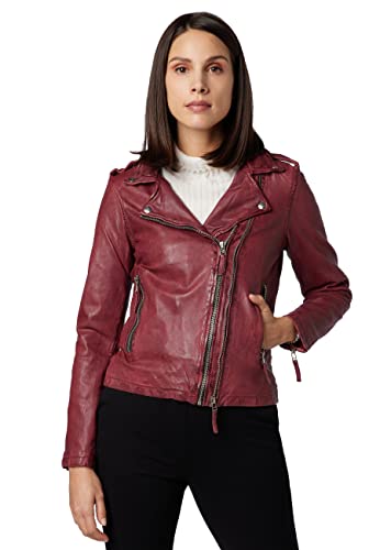 RICANO Foxy – Damen Biker Lederjacke (Slim Fit) – echtes Lamm Leder – modisches Design (Bordeaux, L) von RICANO