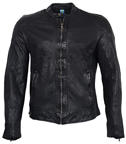 RICANO Garry – Herren Biker Lederjacke (Slim Fit) - echtes Lamm Leder (Schwarz, xx_l) von RICANO