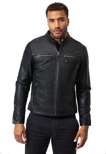 RICANO - Herren Lederjacke Traveller (Slim Fit) - hochwertiges Lamm Nappa Leder (DE/NL/SE/PL, Alphanumerisch, M, Regular, Regular, Schwarz) von RICANO