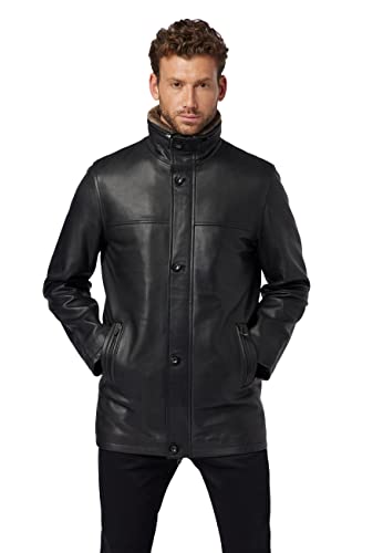 RICANO Jemenez, Herren Ledermantel (Regular Fit) mit abtrennbarer Fellfütterung, Lamm Nappa Echtleder (Schwarz oder Braun) (Schwarz, 2XL (56)) von RICANO