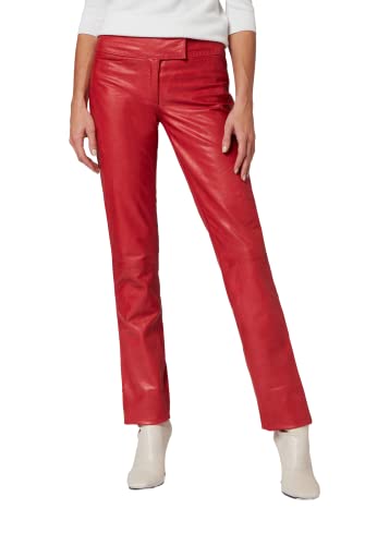 RICANO Low Cut Damen Lederhose, Lamm Nappa Echtleder in schwarz und rot (Rot, L) von RICANO