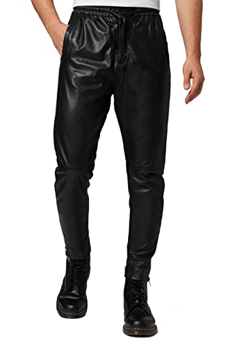 RICANO Mike, Herren Lederhose/Jogginghose (Regular Waist), echtes Lamm Leder (as3, Alpha, 3X_l, Slim, Regular, Schwarz) von RICANO