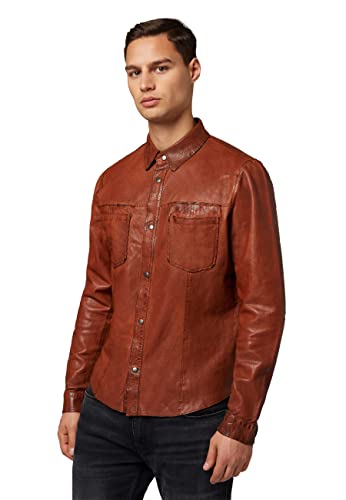 RICANO Herren Lederjacke Reverse Shirt – Wendejacke aus Lamm-Nappa Leder im Slim Fit, Glatt- und Veloursleder Optik, Polokragen mit Knopfleiste von RICANO