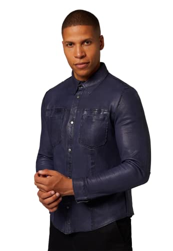 RICANO Herren Lederjacke Reverse Shirt – Wendejacke aus Lamm-Nappa Leder im Slim Fit, Glatt- und Veloursleder Optik, Polokragen mit Knopfleiste von RICANO