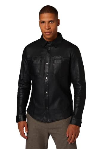 RICANO Herren Lederjacke Reverse Shirt – Wendejacke aus Lamm-Nappa Leder im Slim Fit, Glatt- und Veloursleder Optik, Polokragen mit Knopfleiste von RICANO