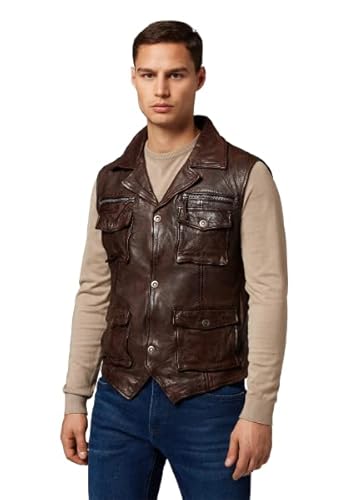 RICANO SK-Vest, Herren Leder-Weste aus echtem Lamm Nappa Leder (Schwarz, Braun, Cognac Braun) (Braun, L) von RICANO