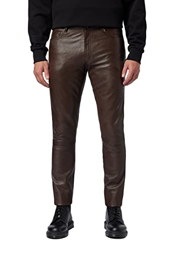 RICANO Slim Fit, Herren Lederhose/Lederjeans (Regular Waist), echtes Lamm Leder (as3, Numeric, Numeric_31, Regular, Regular, Braun) von RICANO