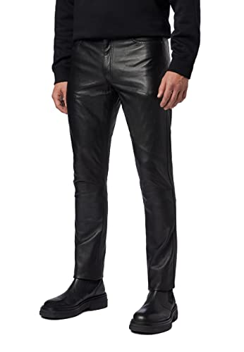 RICANO Slim Fit, Herren Lederhose/Lederjeans (Regular Waist), echtes Lamm Leder (as3, Numeric, Numeric_32, Regular, Regular, Schwarz) von RICANO