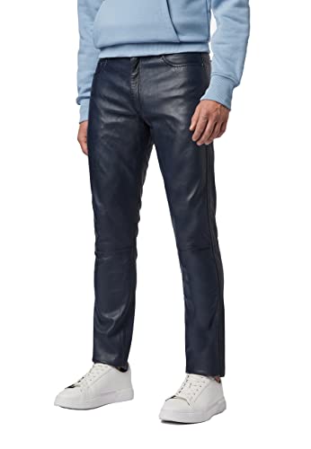 RICANO Slim Fit, Herren Lederhose/Lederjeans (Regular Waist), echtes Lamm Leder (as3, Numeric, Numeric_34, Regular, Regular, Blau) von RICANO