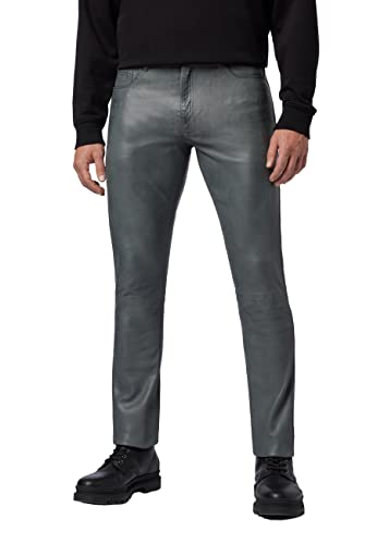 RICANO Slim Fit, Herren Lederhose/Lederjeans (Regular Waist), echtes Lamm Leder (as3, Numeric, Numeric_36, Regular, Regular, Grau) von RICANO