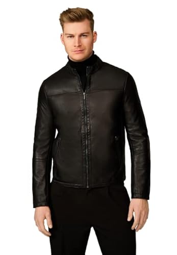 RICANO Tomaso – Herren Klassik-Stil Lederjacke (Slim Fit) - Premium Lamm Leder (as3, alpha, m, regular, regular, Schwarz) von RICANO