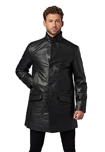 RICANO Veetal - Herren Ledermantel mit aufstellbarem Auslegekragen, abtrennbarem Stepp-Einsatz (Slim Fit) - echtes Büffel Nappa Leder (DE/NL/SE/PL, Alphanumerisch, XXL, Regular, Regular, Schwarz) von RICANO