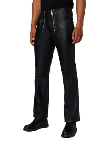RICANO Zimmermanshose, Herren Lederhose aus echtem Büffel Leder in schwarz in Glattleder (Nappa) oder Wildleder (Nubuk) (42 Inch, Glattleder (Nappa)) von RICANO