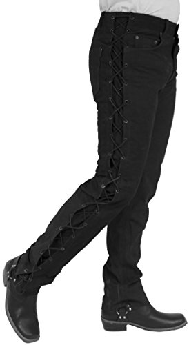 S/L NUBUK von RICANO Herren Schnür-Lederhose, Büffel Nubuk Echtleder (30, Schwarz) von RICANO