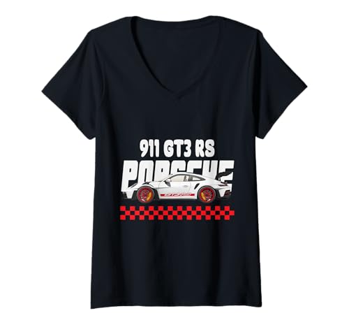 Damen 911 GT3 RS Rennwagen, Meme-Münze, Rennwagen T-Shirt mit V-Ausschnitt von RICH HOT WAE