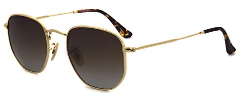 RICH MODE Polygon Sonnenbrille Für Herren Damen Metallrahmen Polarisierte Sonnenbrille UV400 CAT3 Gold Retro Sonnenbrille Braune Linse von RICH MODE